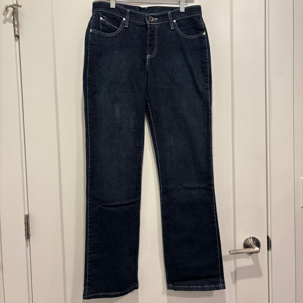 Wrangler Q-Baby Ultimate Riding Jeans Dark Wash Bootcut Rhinestone 7/8x32